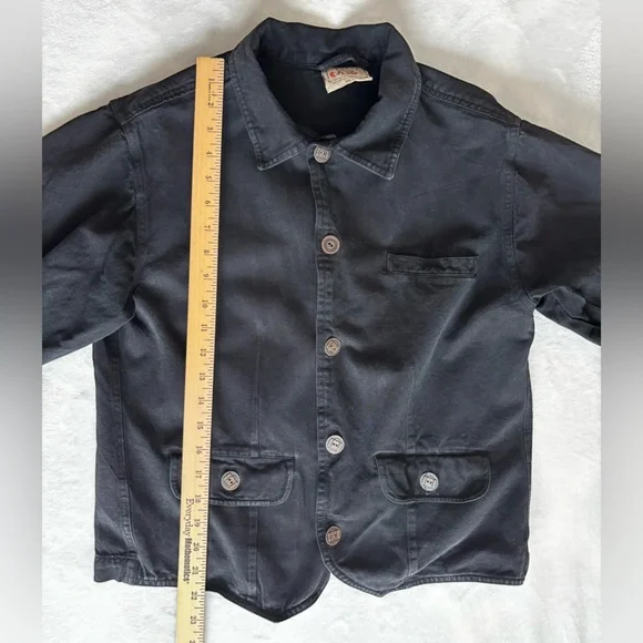 Chico's Cargo Jacket Vintage Black Denim Pockets Unisex Size 1(M) - Picture 3 of 8